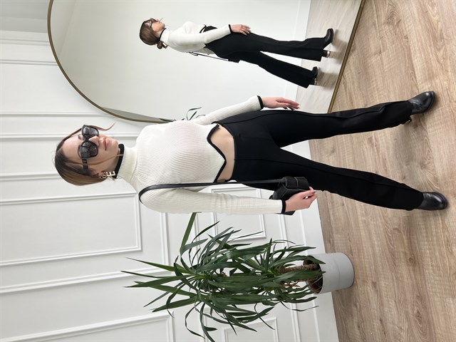 Ekru Zigzag Balıkçı Kazak