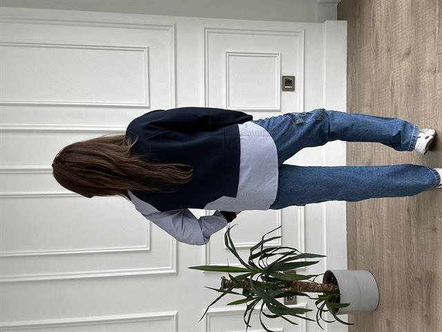 Gömlek Silüet Parçalı Lacivert Sweatshirt