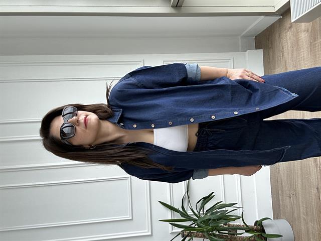 İnce Denim Kumaş Gömlek Pantolon Takım