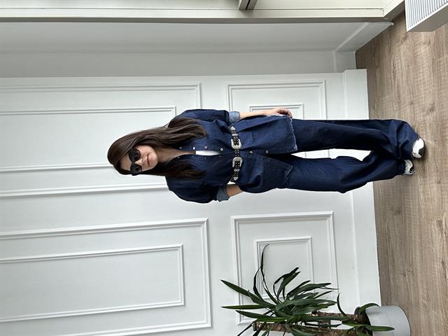 İnce Denim Kumaş Gömlek Pantolon Takım