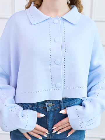 Mavi Crop Triko Hırka