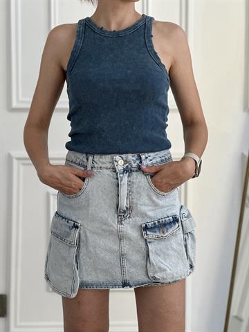 Mavi Denim Yıkamalı Atlet