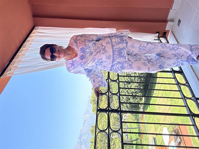 Mavi Mercan Desenli Kimono Pantolon Takım