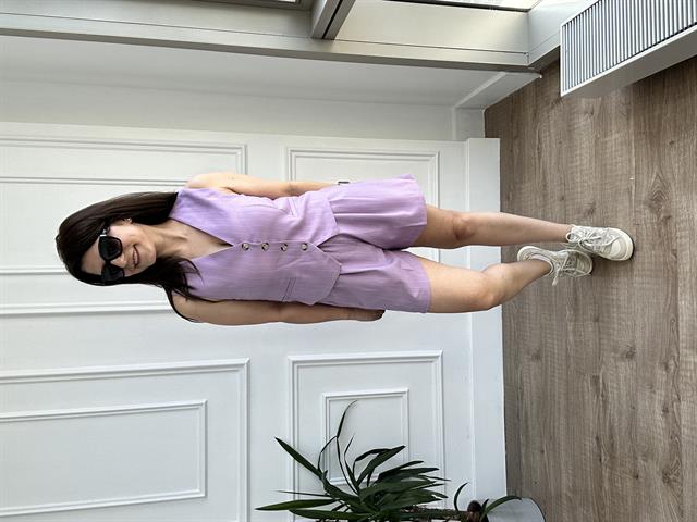 Mor Çizgili Yelek Şort Takım