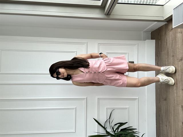 Pembe Çizgili Yelek Şort Takım