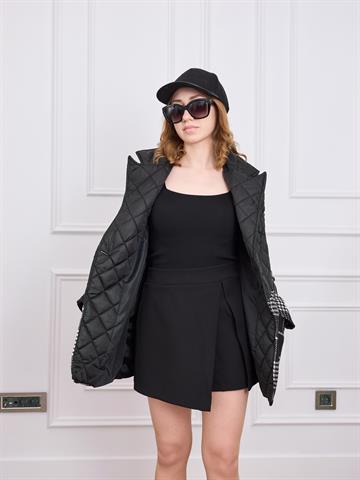 Siyah Kapitoneli Ceket