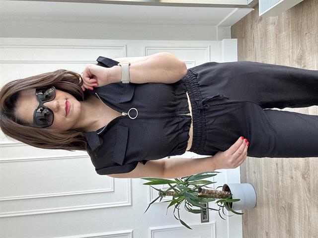 Siyah  Keten Kumaş Takım