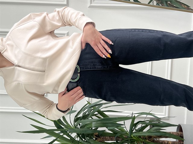 Siyah Mom Fit Kot Pantolon