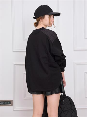 Smile Baskılı Siyah Sweatshirt