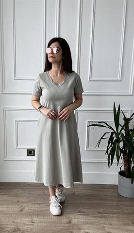 Su Yeşili Kısa Kol Volume Elbise