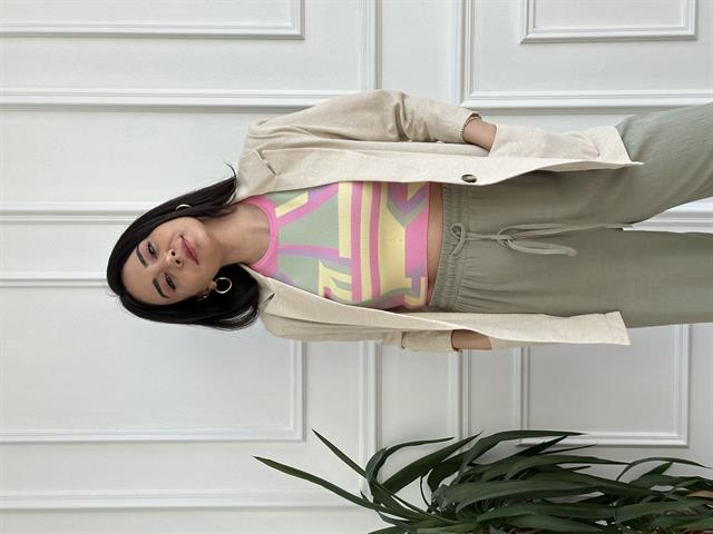 Tek Düğme Klasik Keten Ceket