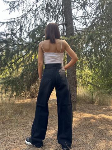 Wide Leg Yüksek Bel Füme  Taşlanmış Denim  Pantolon