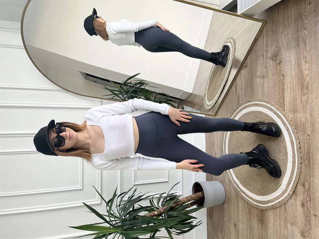 Antrasit Nanofit Düz Sporcu Tayt