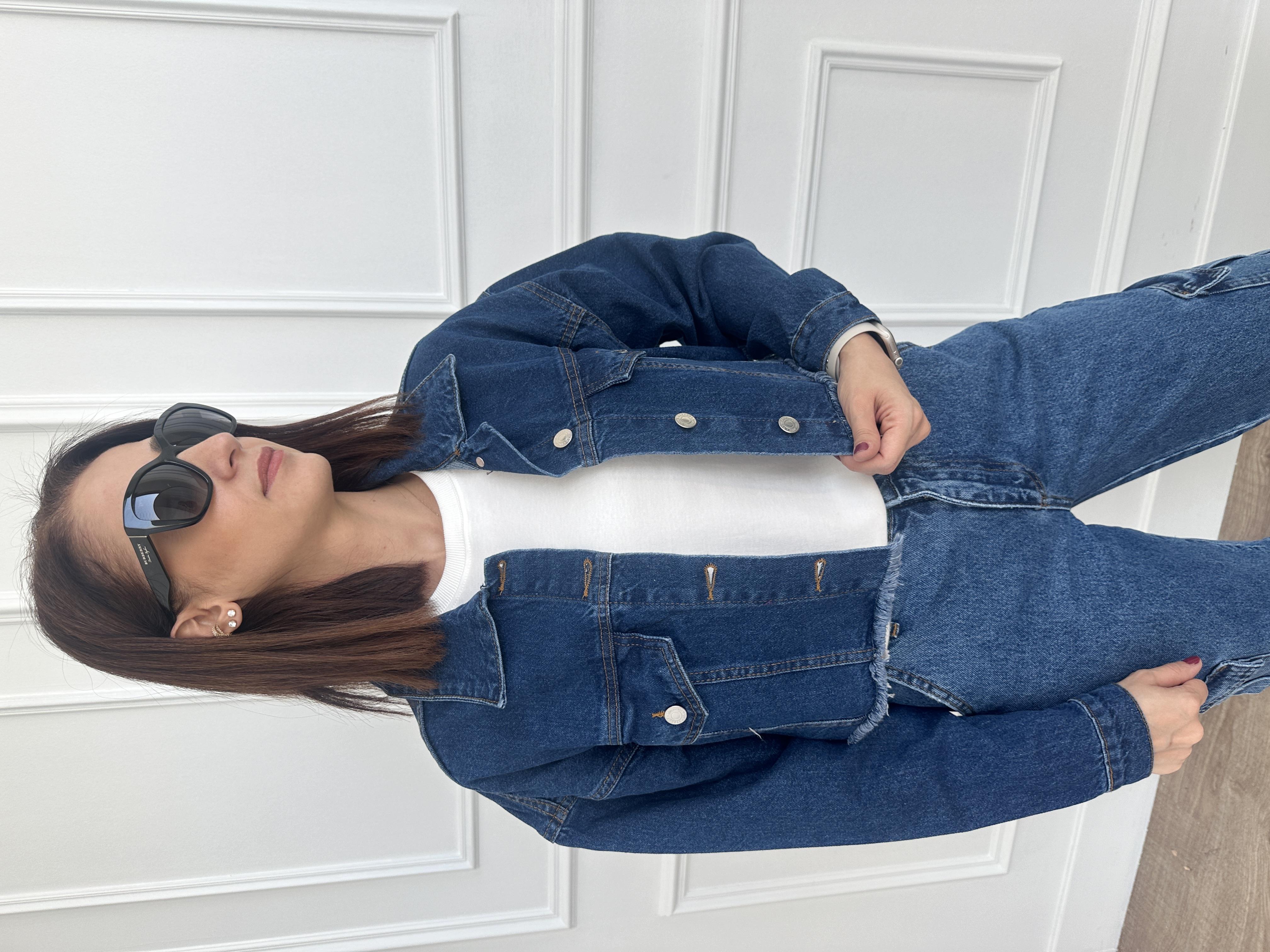 Crop Mavi Denim Ceket