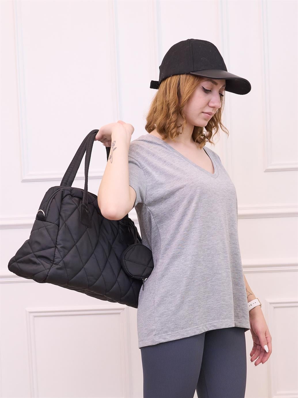 Gri Simli V Yaka Tişört