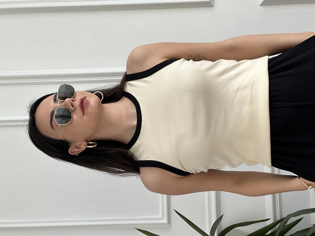 Siyah Biyeli Pamuklu Atlet