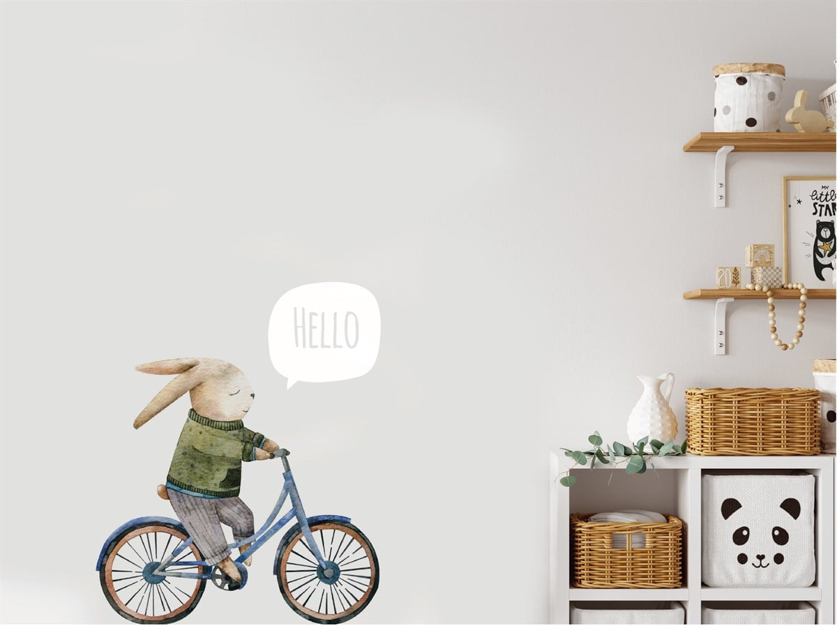 Bicyle Rabbit Sticker Duvar Etiketi