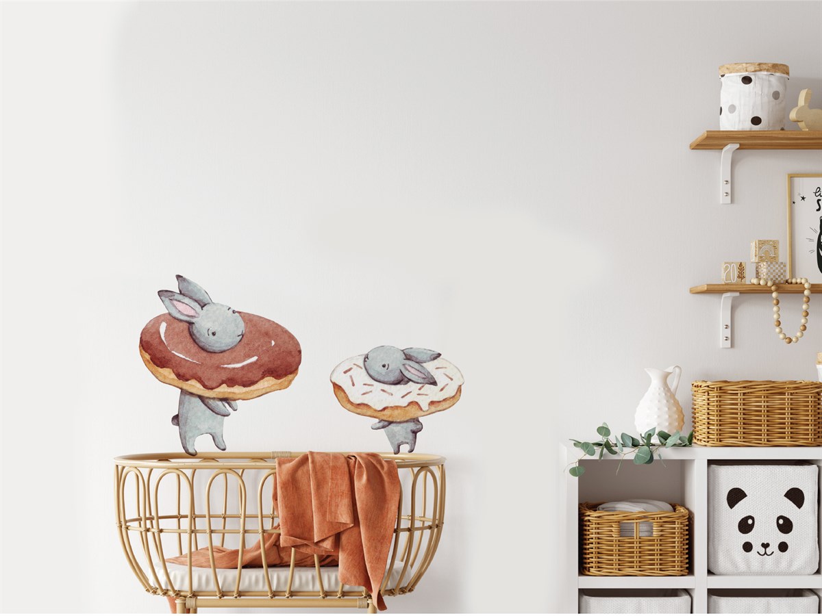  Donut Rabbit Sticker Duvar Etiketi
