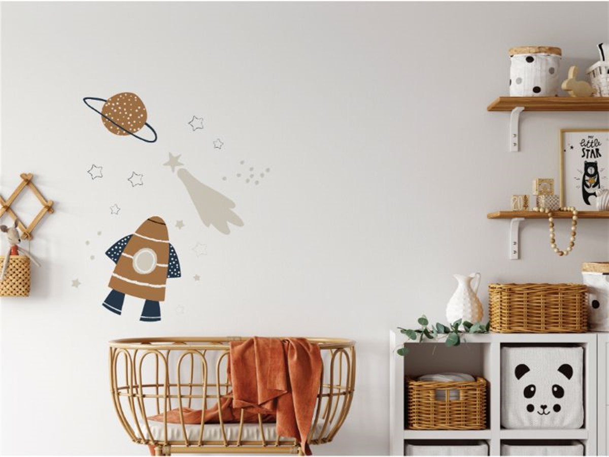  Retro Space Sticker Duvar Etiketi