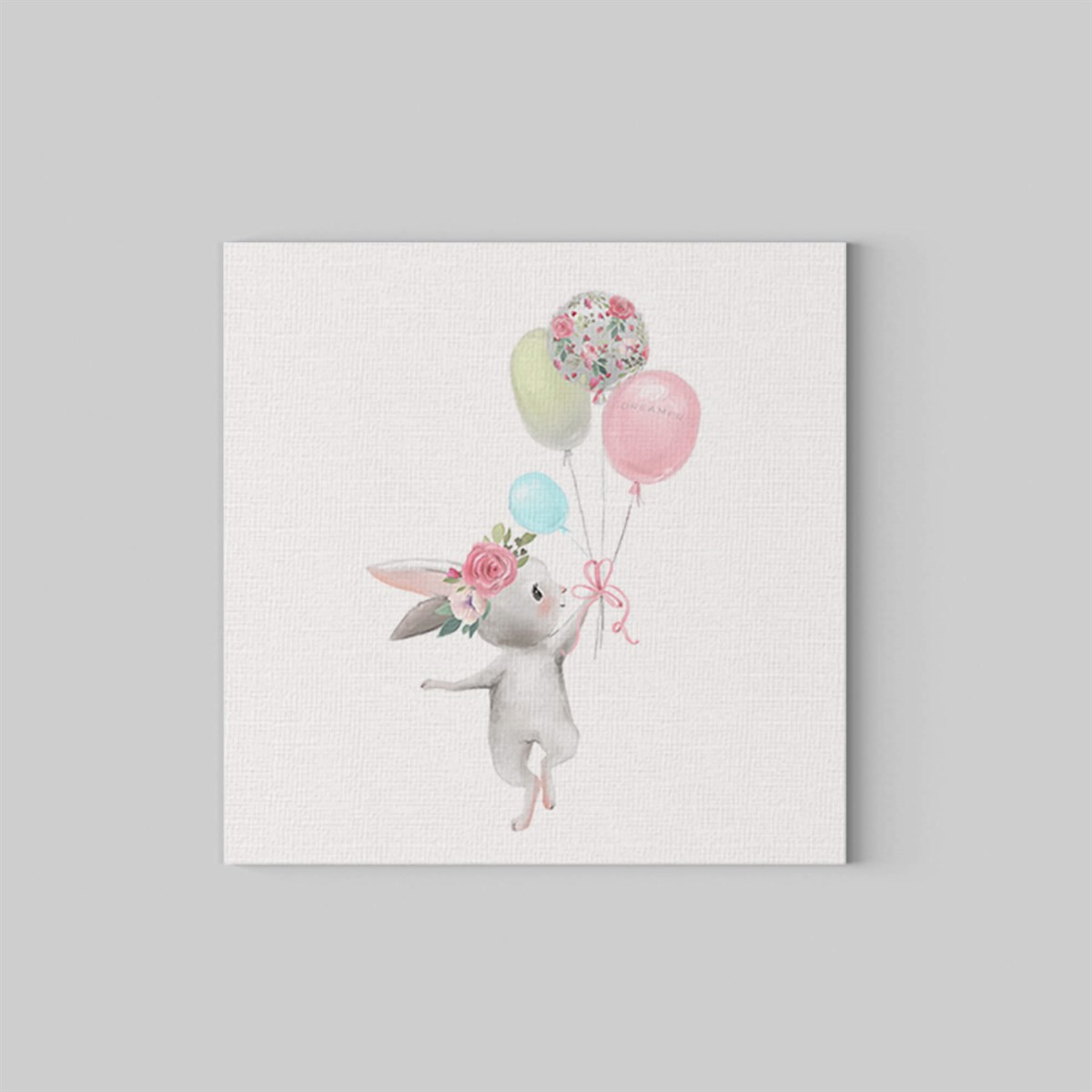  Rose with Rabbit Kanvas Tablo