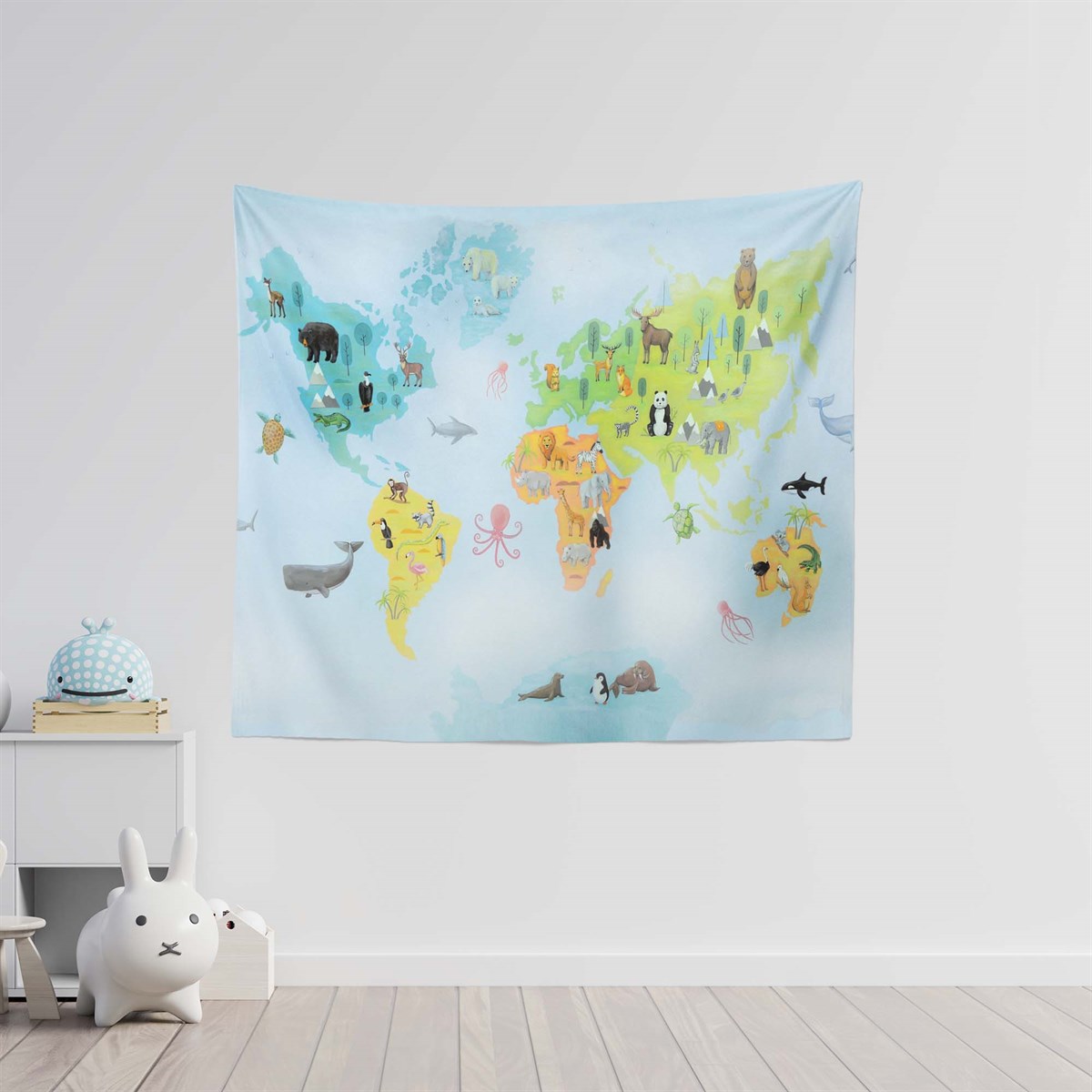  World Map Duvar Örtüsü