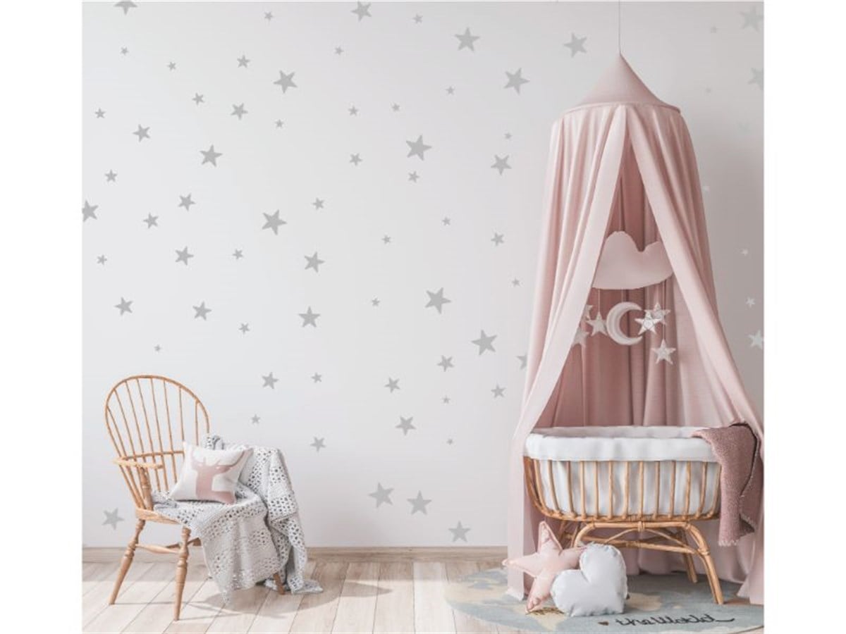 Grey Stars Sticker Duvar Etiketi