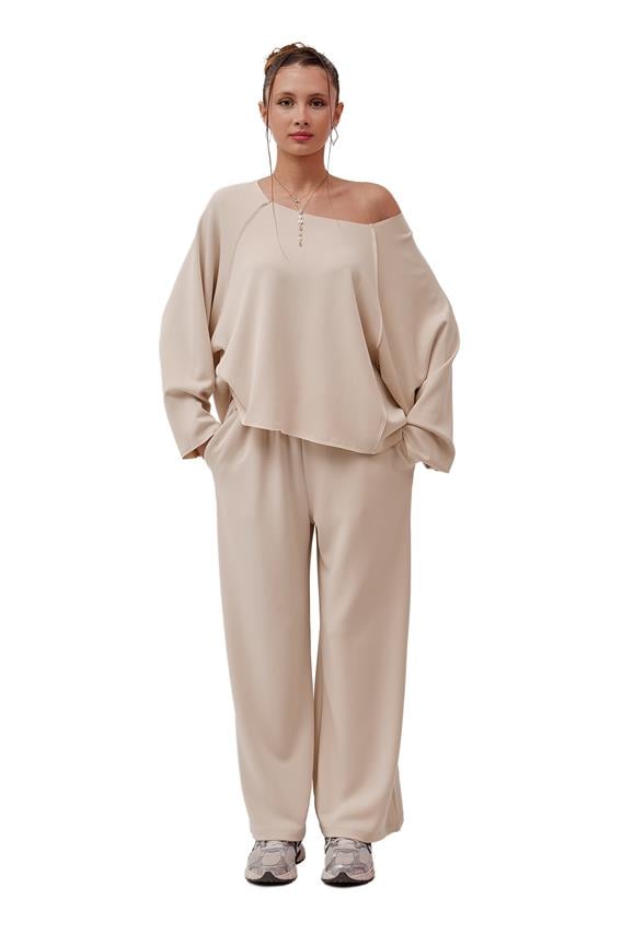 Apex Kayık Yaka Modal Bej Takım 