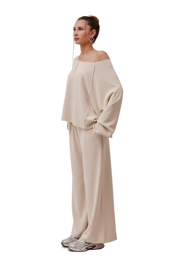 Apex Kayık Yaka Modal Bej Takım 