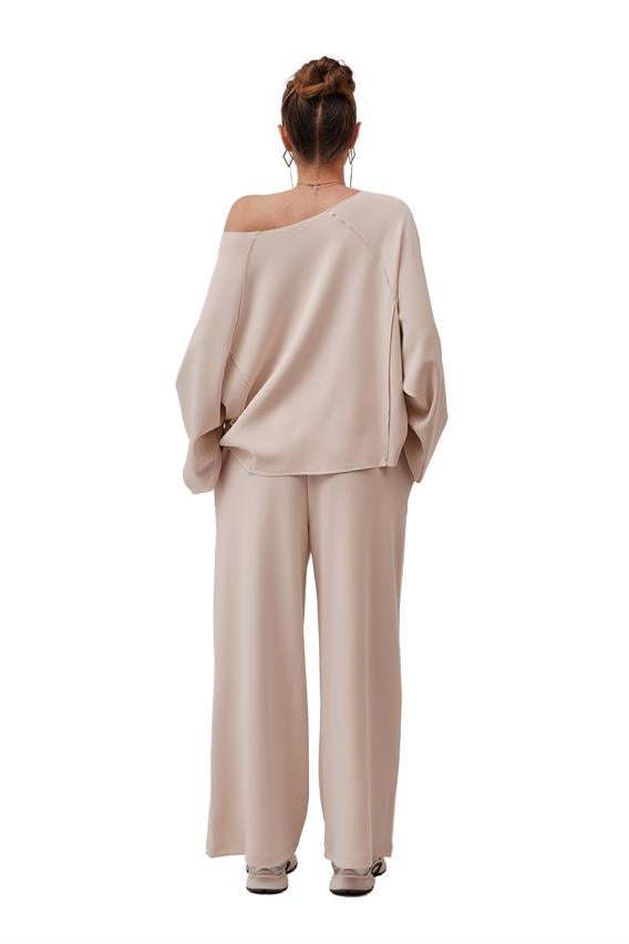 Apex Kayık Yaka Modal Bej Takım 