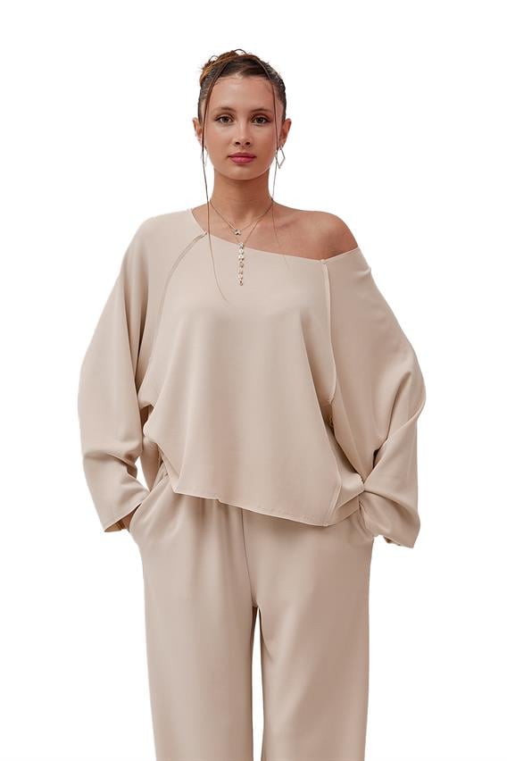 Apex Kayık Yaka Modal Bej Takım 