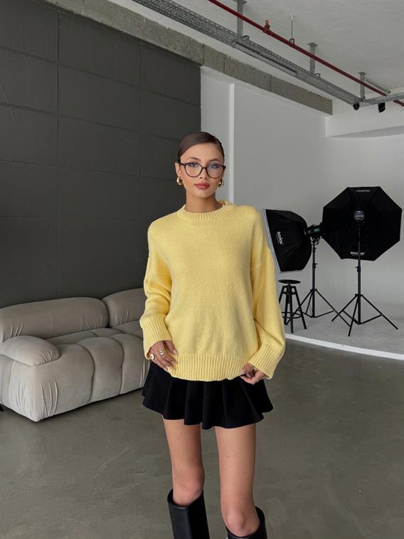 Cross Bisiklet Yaka Basic Sarı Kazak