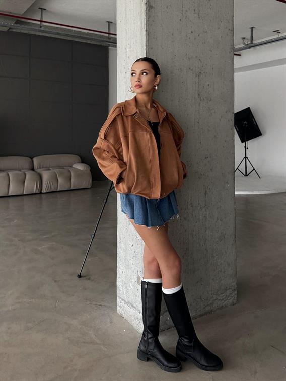 Dusty Camel Bomber Süet Ceket