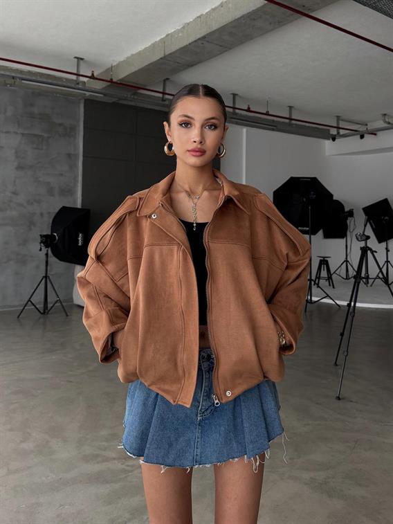 Dusty Camel Bomber Süet Ceket