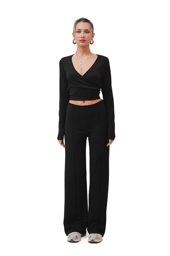 Flexa Kruvaze Yaka Beli Bağlama Detay  Modal Siyah Takı