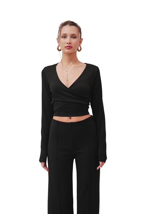 Flexa Kruvaze Yaka Beli Bağlama Detay  Modal Siyah Takı