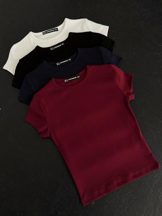 Ginza Bisiklet Yaka Lacivert Basic Crop