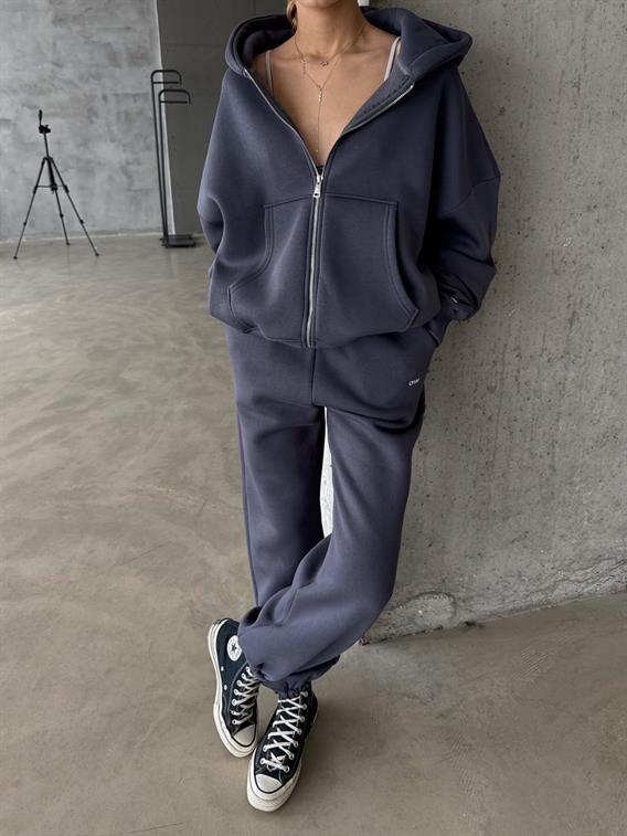 OW Fermuarlı Oversize Antrasit Hırka