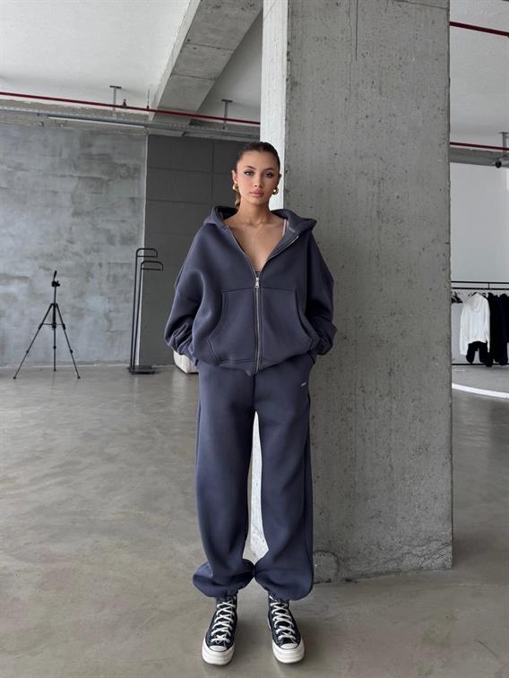 OW Fermuarlı Oversize Antrasit Hırka