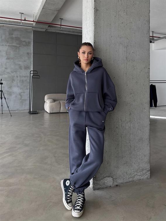 OW Fermuarlı Oversize Antrasit Hırka