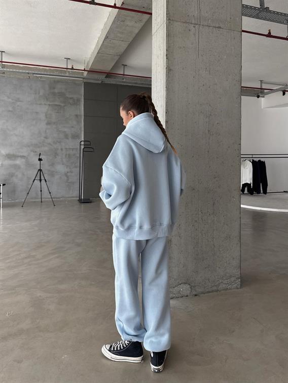 OW Fermuarlı Oversize Bebe Mavi Hırka