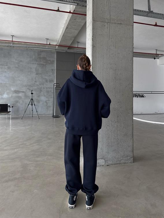 OW Fermuarlı Oversize Koyu Lacivert Hırka