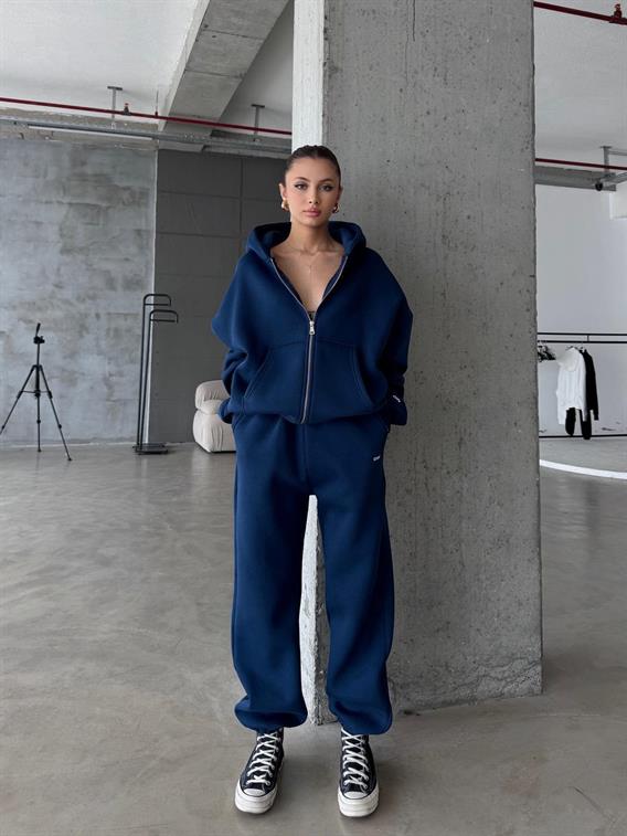 OW Fermuarlı Oversize Lacivert Hırka