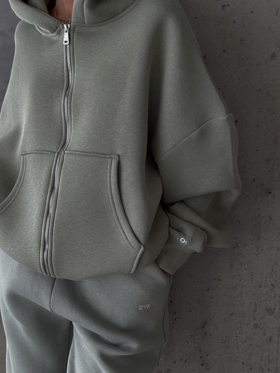 OW Fermuarlı Oversize Mint Hırka