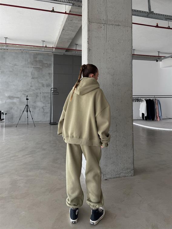 OW Fermuarlı Oversize Yağ Yeşili Hırka