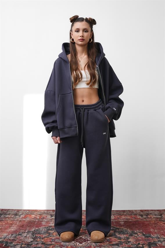 OW Oversize Antrasit Düz Paça 2li Takım