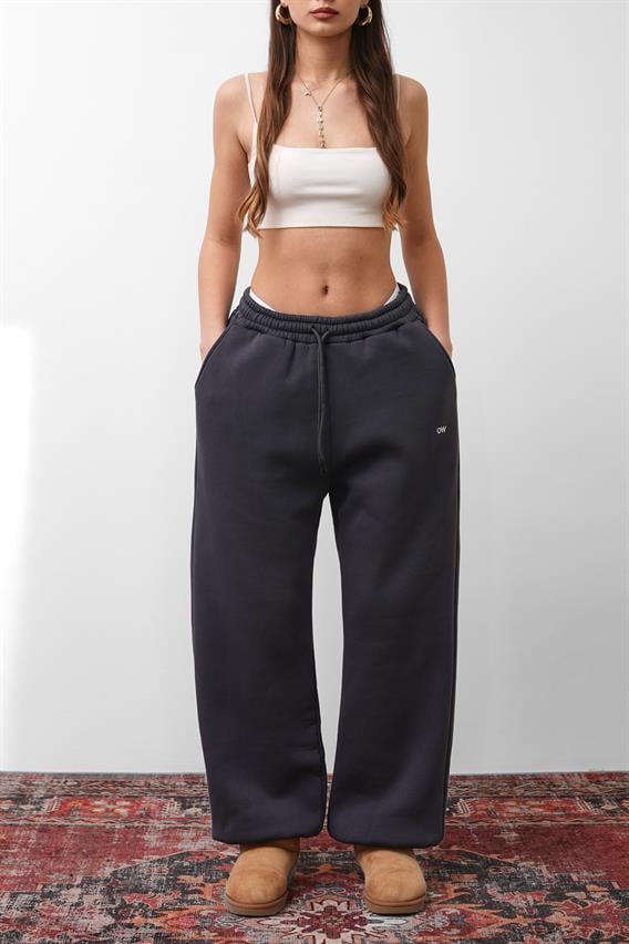 OW Oversize Antrasit Lastik Paça Tek Alt