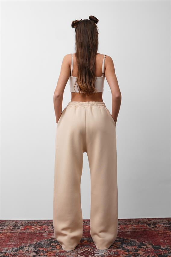 OW Oversize Bej Düz Paça Tek Alt