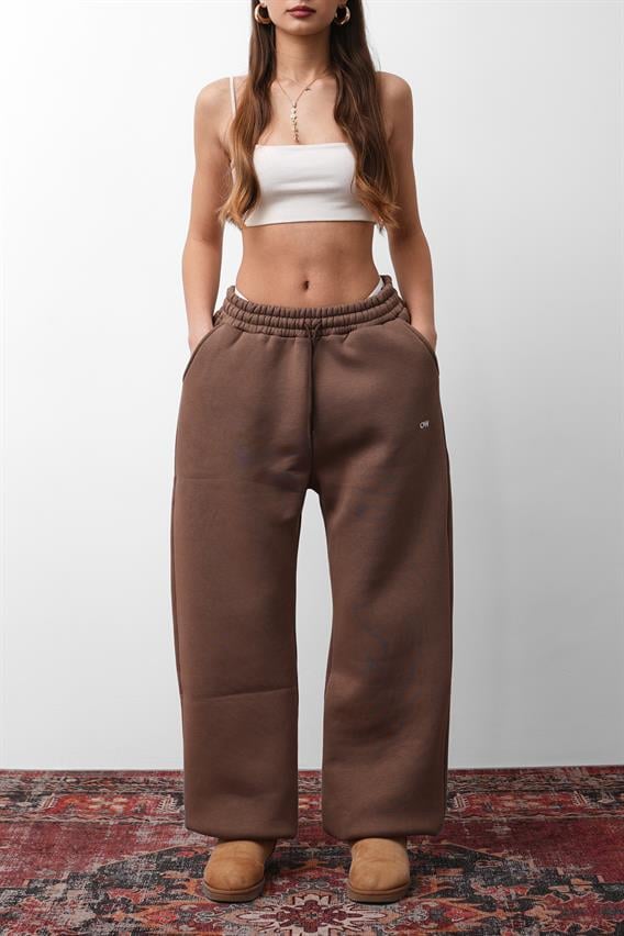 OW Oversize Kahve Lastik Paça Tek Alt