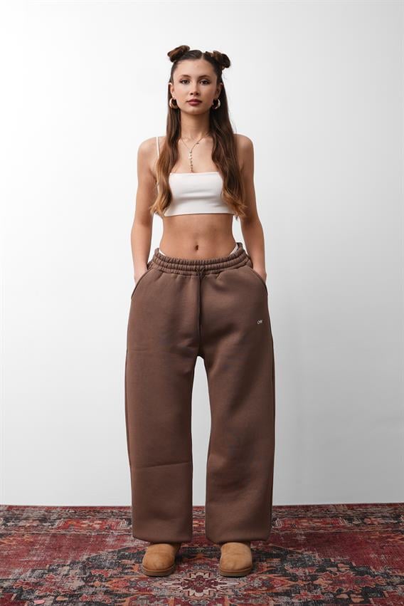 OW Oversize Kahve Lastik Paça Tek Alt