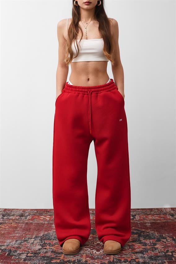 OW Oversize Kırmızı Düz Paça Tek Alt